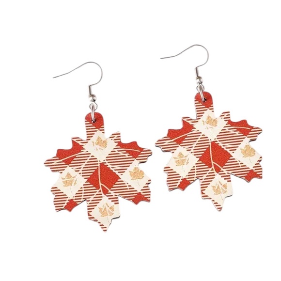 Whimsy_and_Rose Jewelry - Maple Leaf Patterned Earrings